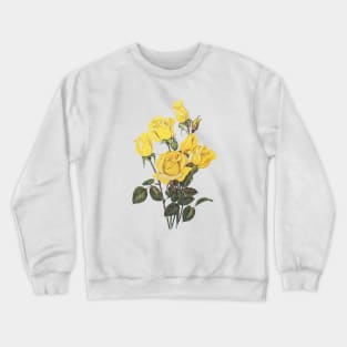 Vintage Rose Floral Flower Illustration Pretty Yellow Crewneck Sweatshirt